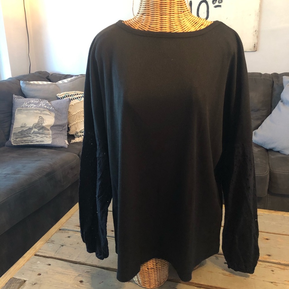 Loose Cross-Neck Cutout Long-Sleeved Off-Shoulder - Picture 3 of 6